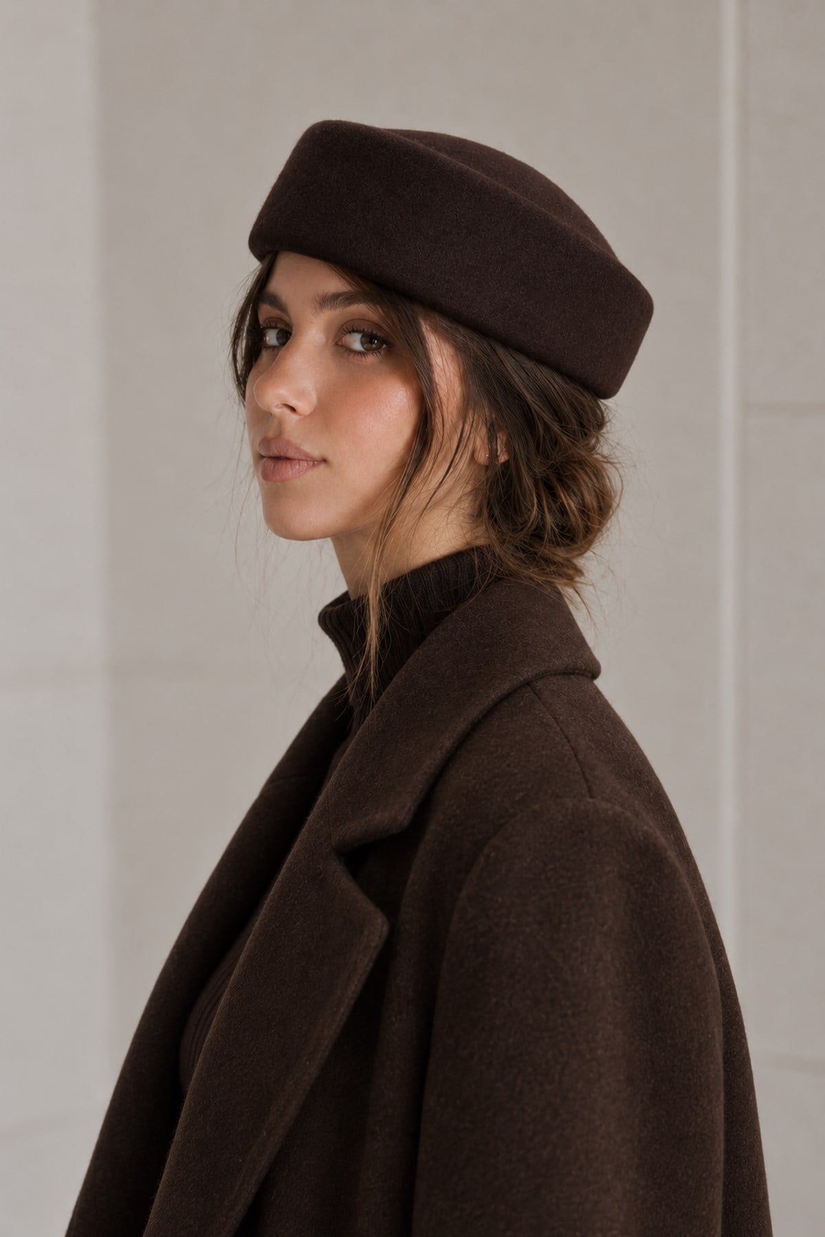 Külah KLH Studio Dept. Heritage Wool Pillbox Şapka - Kahverengi KLH7608