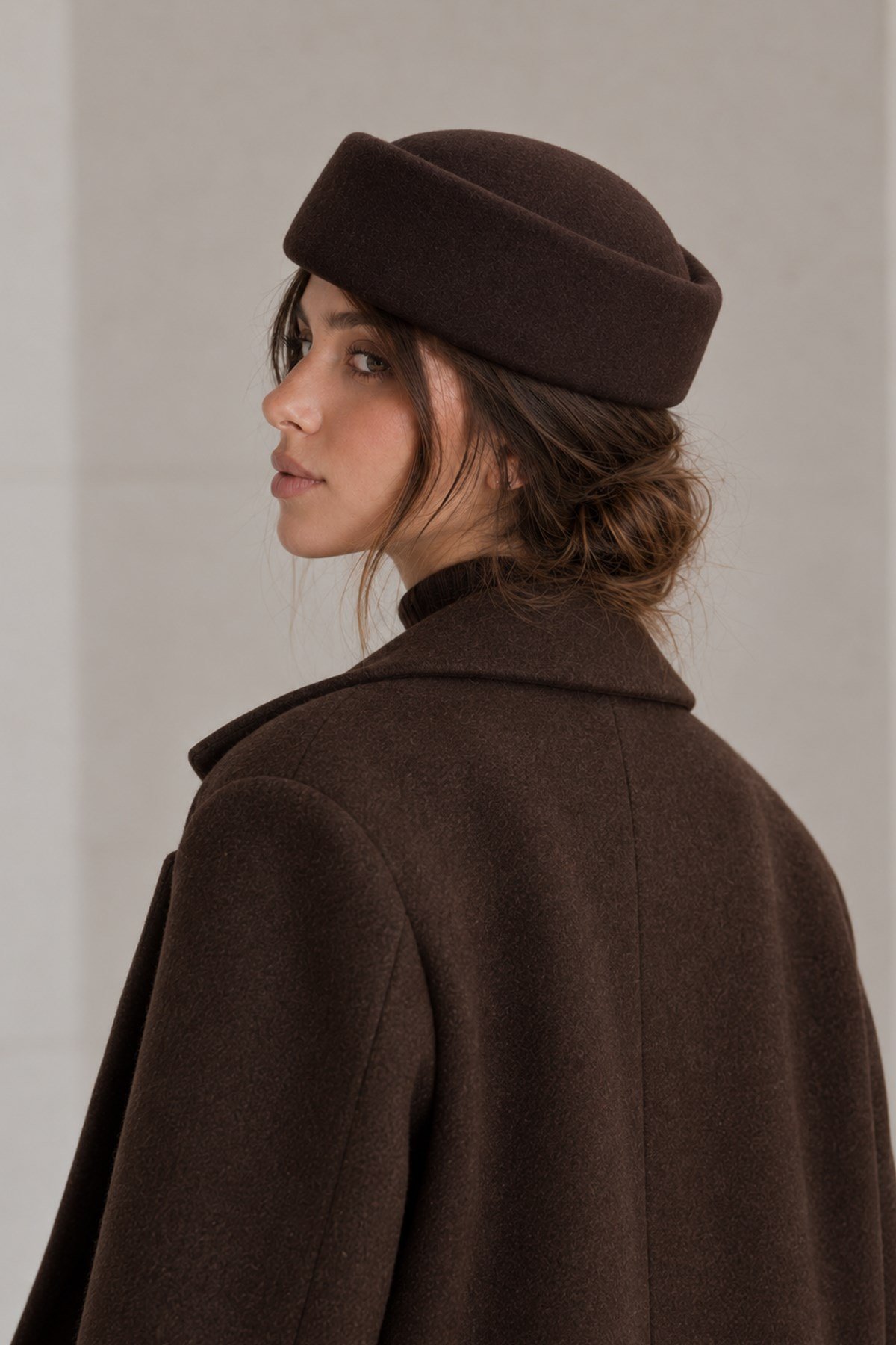 Külah KLH Studio Dept. Heritage Wool Pillbox Şapka - Kahverengi KLH7608