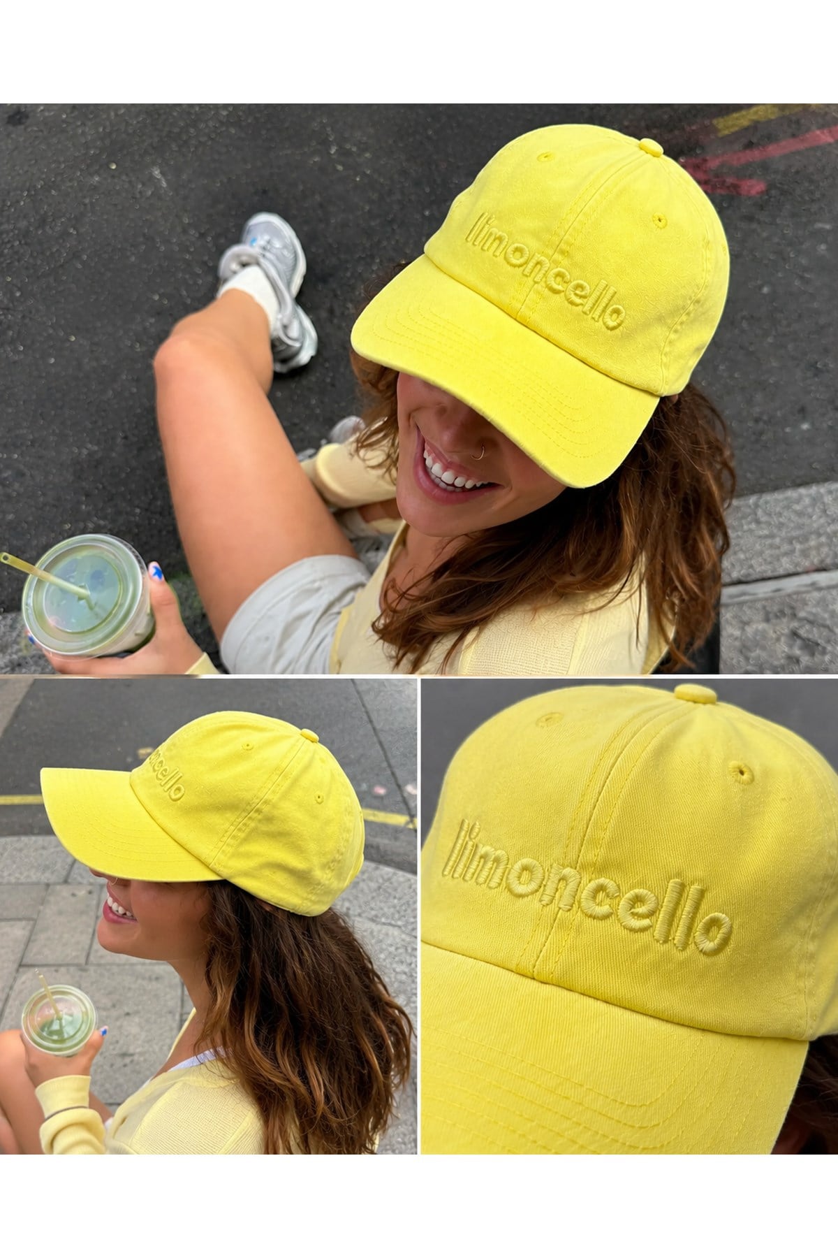 Külah Limoncello Nakışlı Denim-Eskitme Sarı Şapka - Limited Edition KLH7592