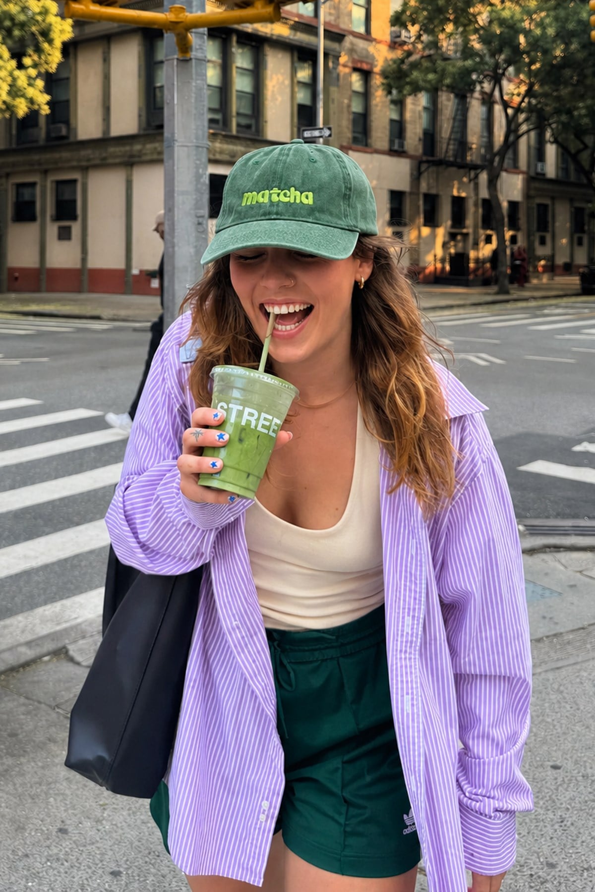 Külah Matcha Nakışlı Denim-Eskitme Yeşil Şapka - Limited Edition KLH7592