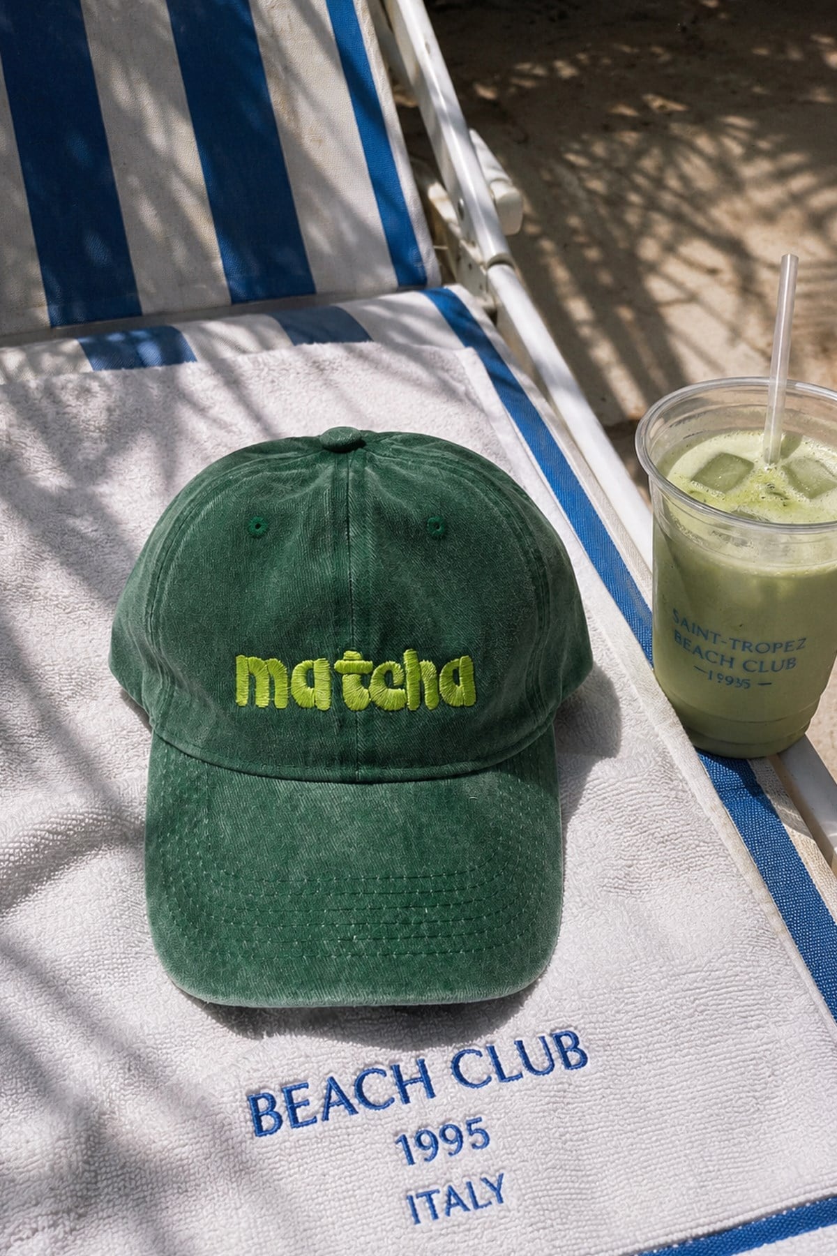 Külah Matcha Nakışlı Denim-Eskitme Yeşil Şapka - Limited Edition KLH7592