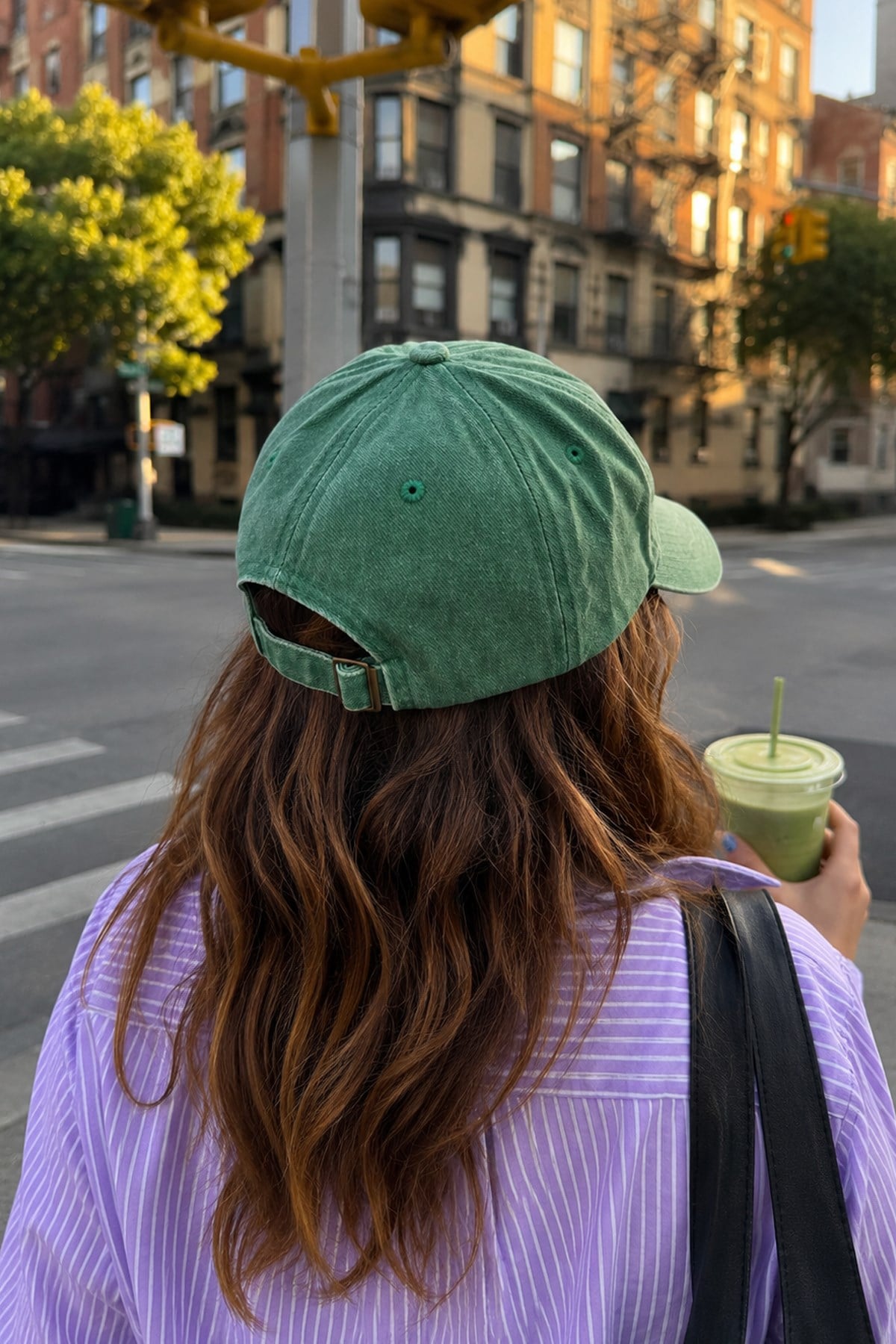 Külah Matcha Nakışlı Denim-Eskitme Yeşil Şapka - Limited Edition KLH7592