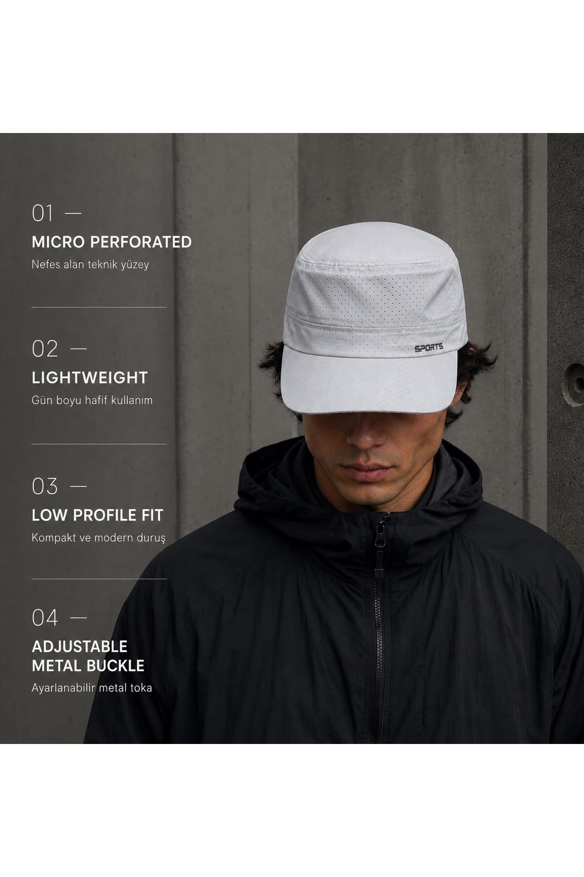 Külah Micro Air Technical Stone White Cap – Nefes Alan Hafif Şapka KLH7607