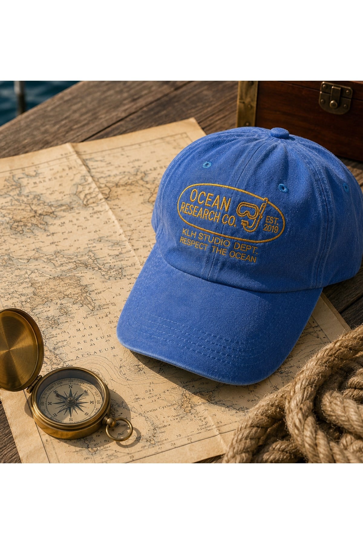 Külah Ocean Research Co. Nakışlı Washed Dad Cap – Royal Blue KLH7592