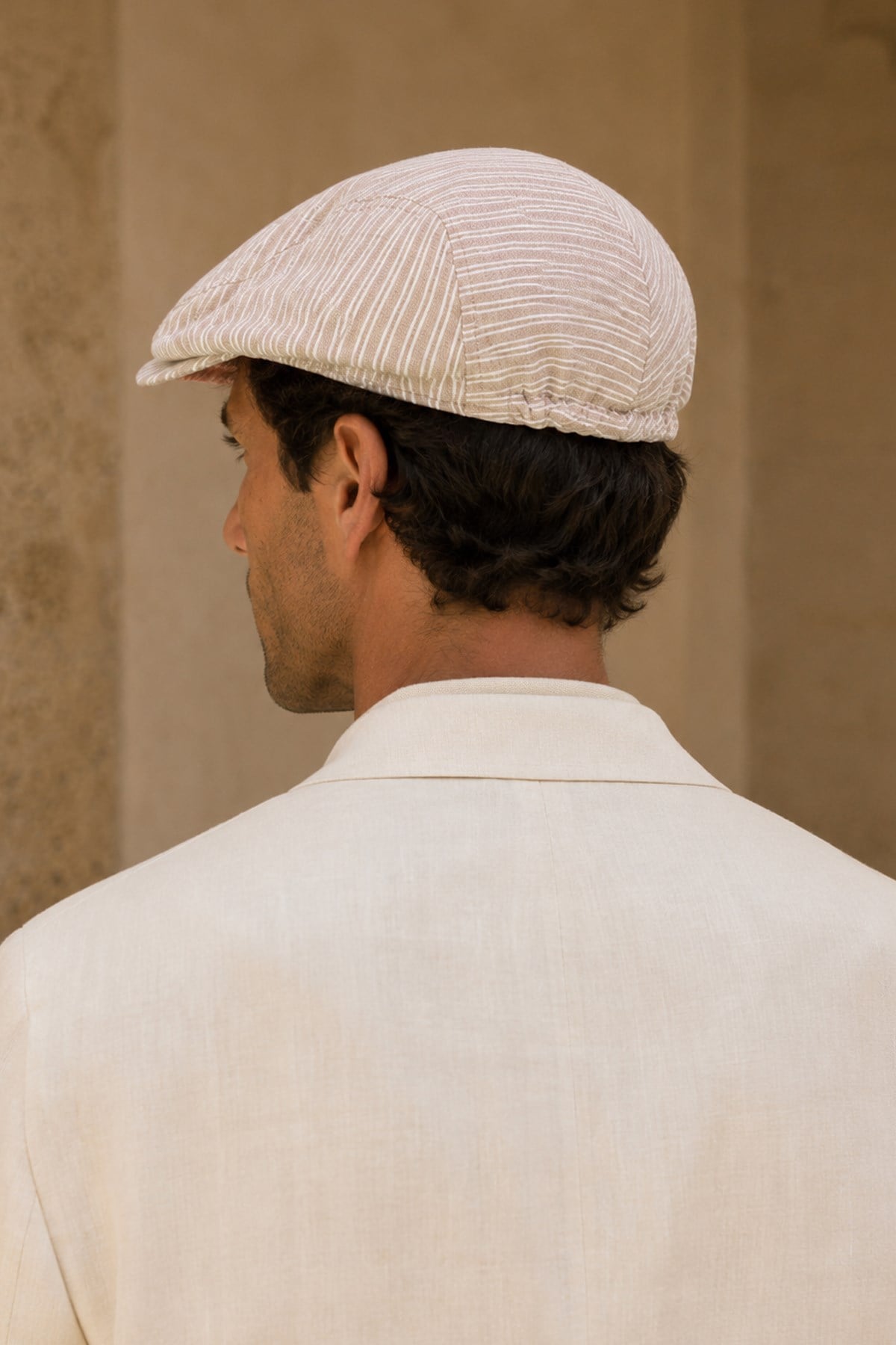 Külah Sorrento Sand Keten Dokulu Slim Fit Kasket – Flat Cap | Riviera Collection KLH7598