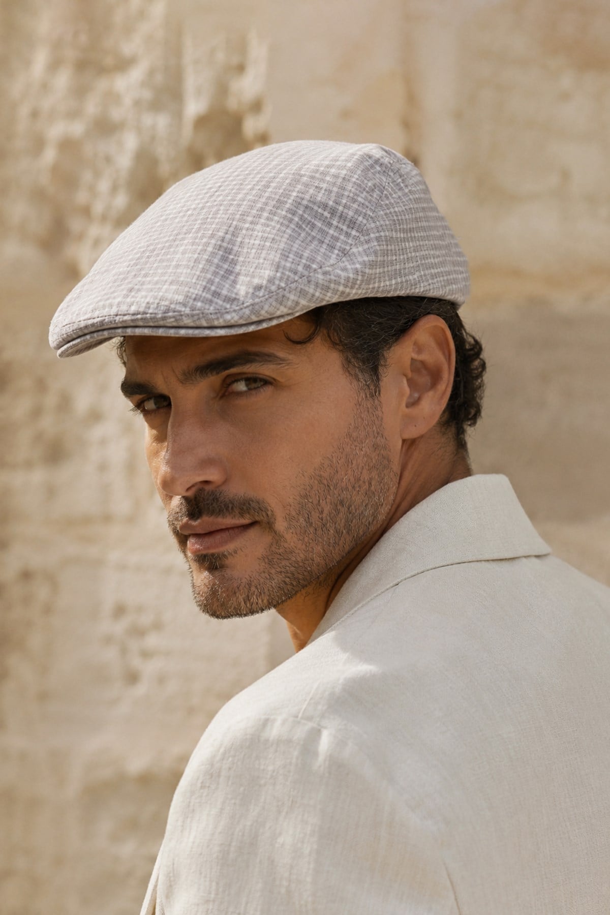 Külah Taormina Stone Keten Dokulu Slim Fit Kasket – Flat Cap | Riviera Collection KLH7598