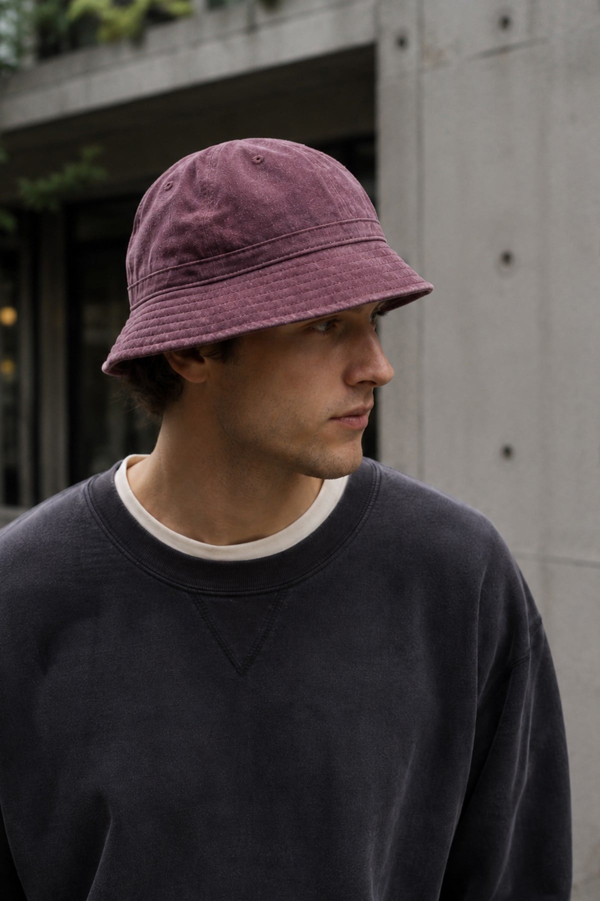 Külah Unisex Washed Burgundy Bucket Şapka Pamuklu Balıkçı Şapkası KLH7603