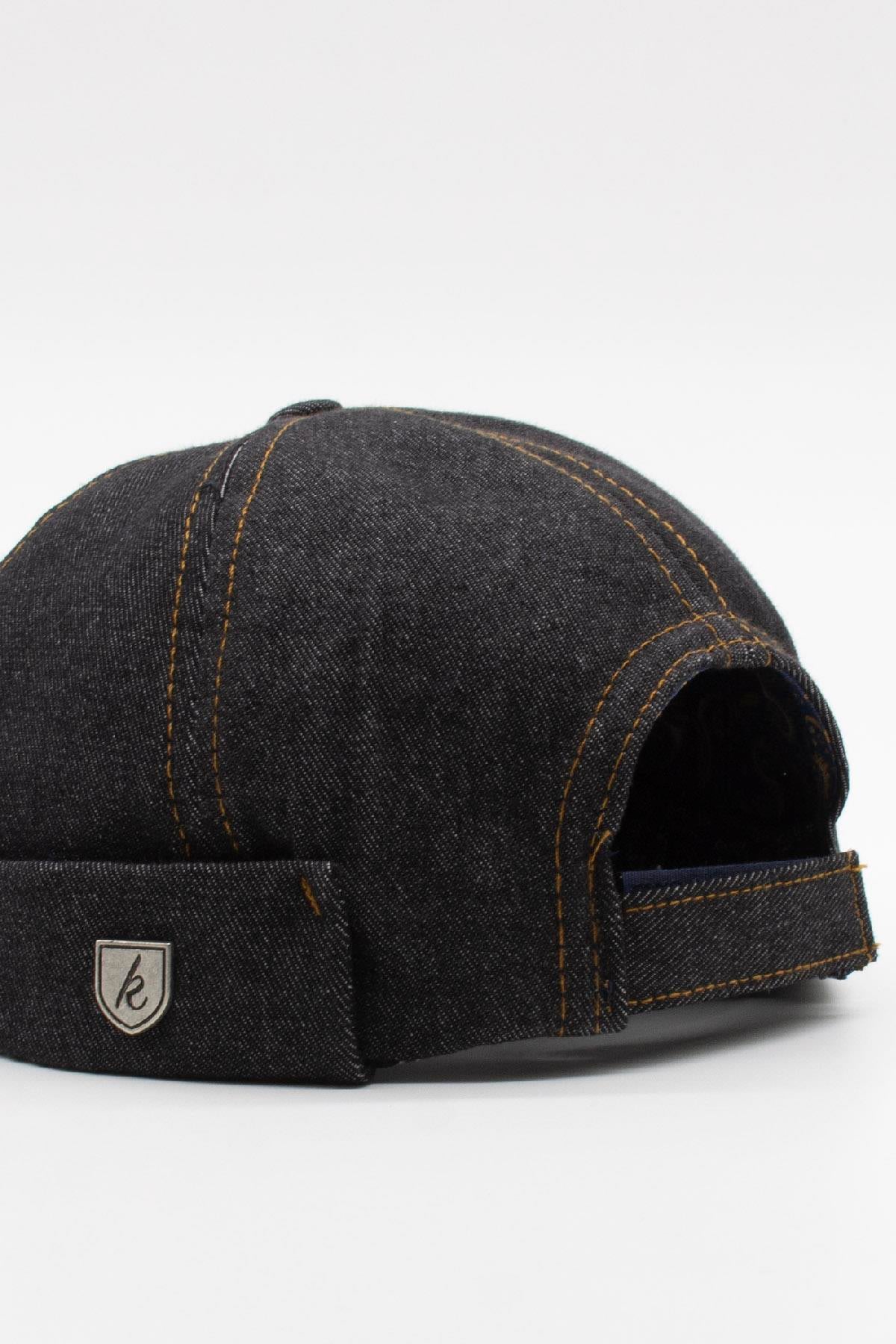 Külah Urban Siyah Docker Şapka - Sipersiz Denim %100 Pamuk Kep KLH7489