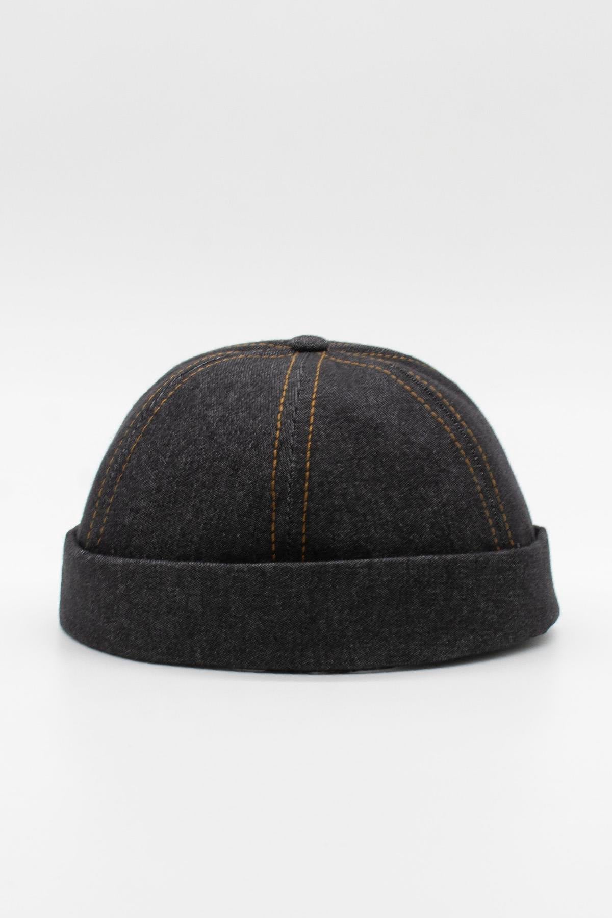 Külah Urban Siyah Docker Şapka - Sipersiz Denim %100 Pamuk Kep KLH7489