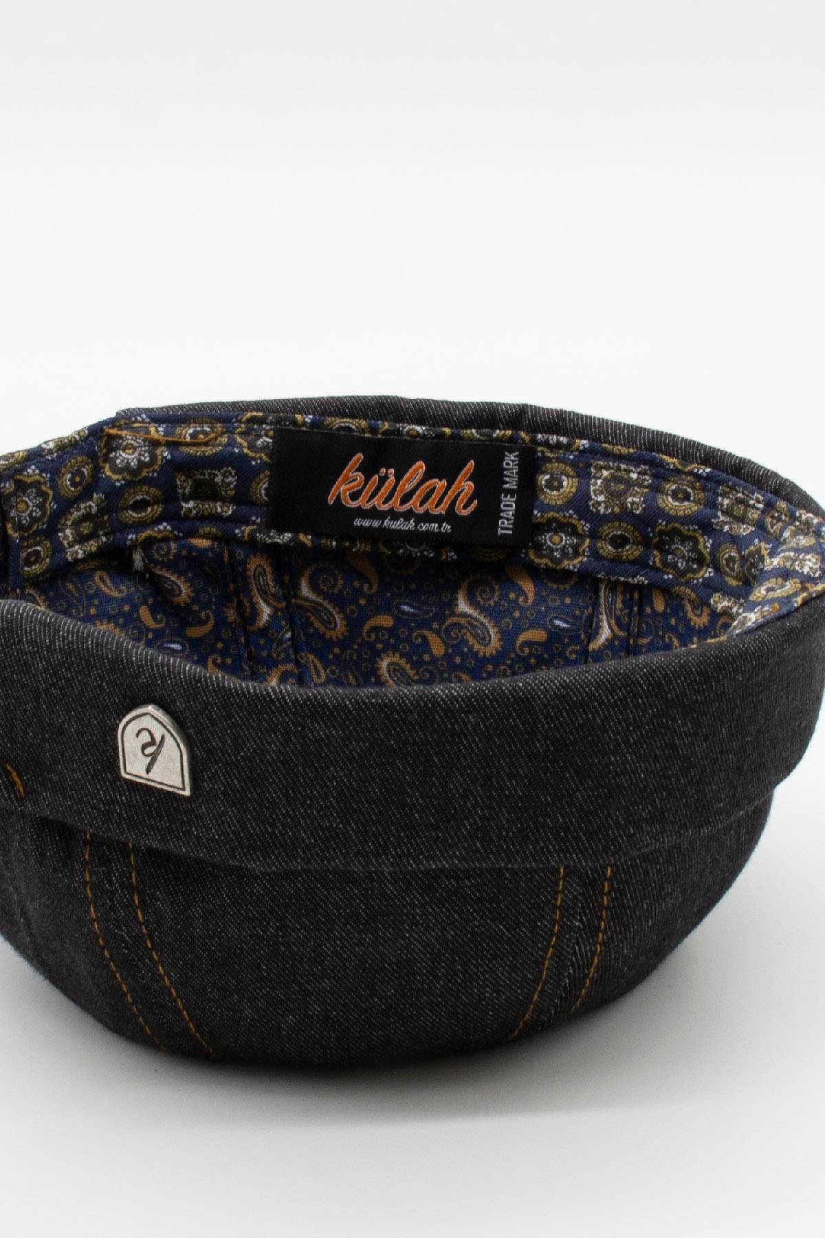 Külah Urban Siyah Docker Şapka - Sipersiz Denim %100 Pamuk Kep KLH7489