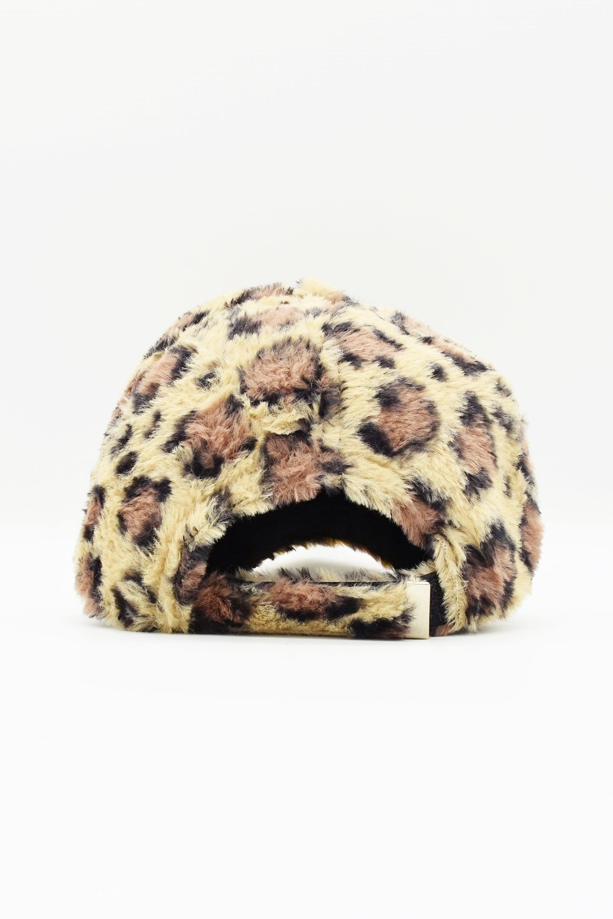 Külah Yumuşak Dokulu Leopar Desenli Peluş / Kürk Kep Şapka KLH7620