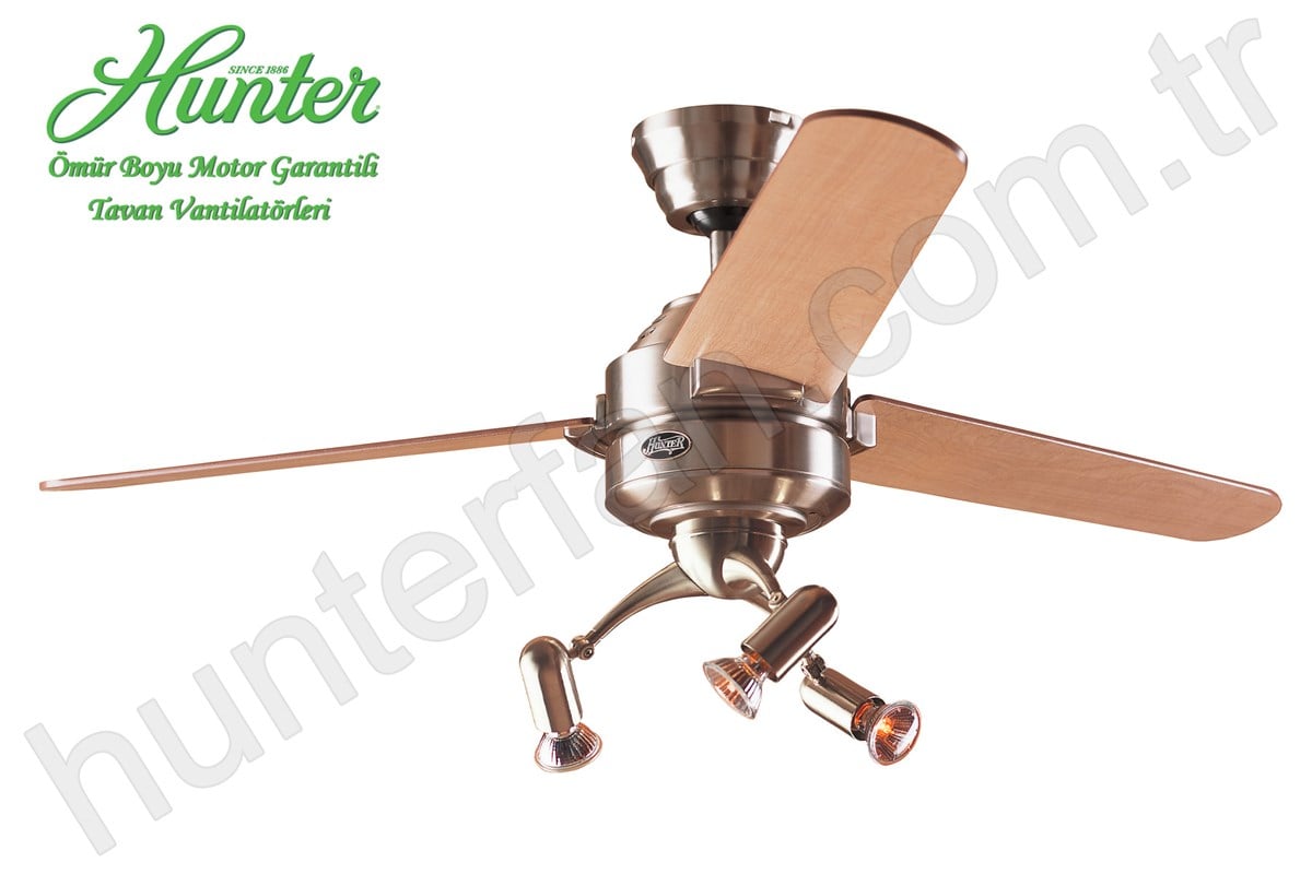 Carera Fırçalanmış Nikel - 132 Cm. Aydınlatmalı Tavan VantilatörüHunterFan