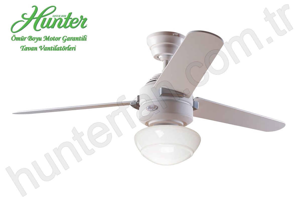 Carera Tebeşir Beyazı - 132 Cm. Aydınlatmalı Tavan VantilatörüHunterFan