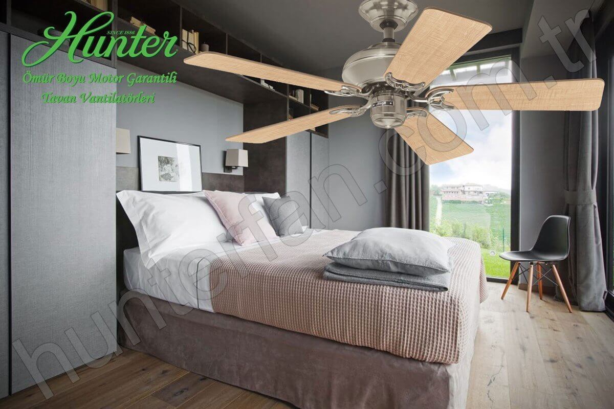 Builder Select Fırçalanmış Nikel - 107 Cm. Akçaağaç Renginde Kanatlı Tavan VantilatörüHunterFan