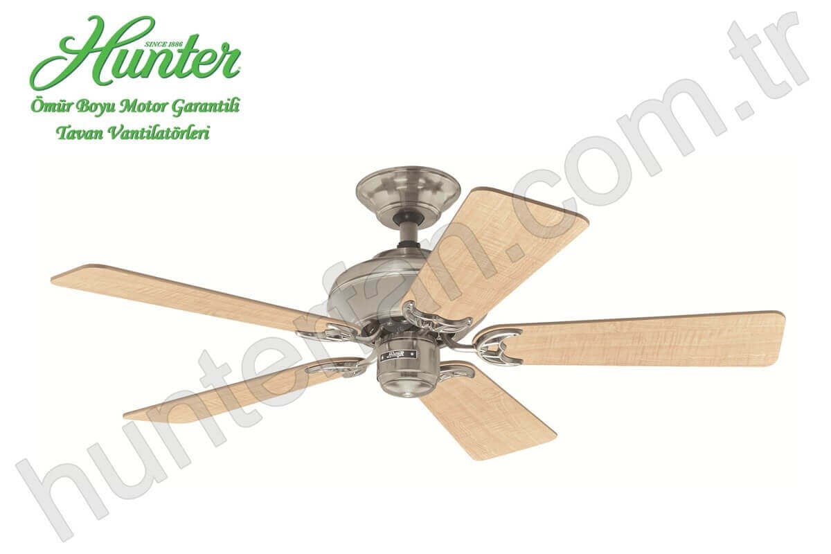 Builder Select Fırçalanmış Nikel - 107 Cm. Akçaağaç Renginde Kanatlı Tavan VantilatörüHunterFan