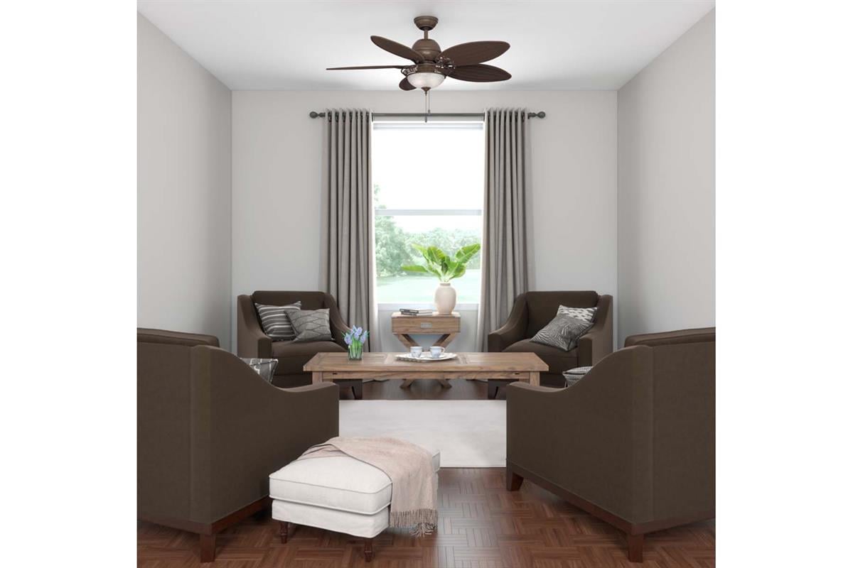 Caribbean Breeze Yıpranmış Bronz - 137 Cm. Hasır Kanatlı ve Aydınlatmalı Tavan VantilatörüHunterFan