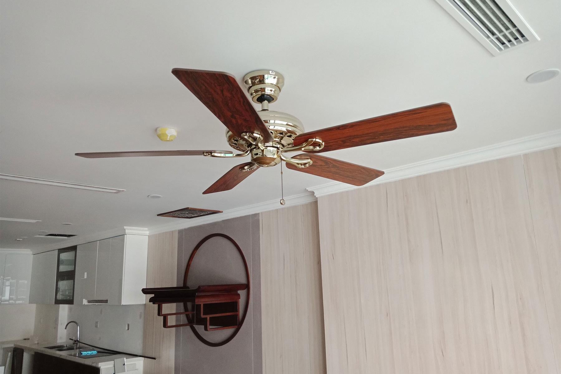 Savoy Parlak Pirinç - 132 Cm. Gül Ağacı Kanatlı Tavan VantilatörüHunterFan