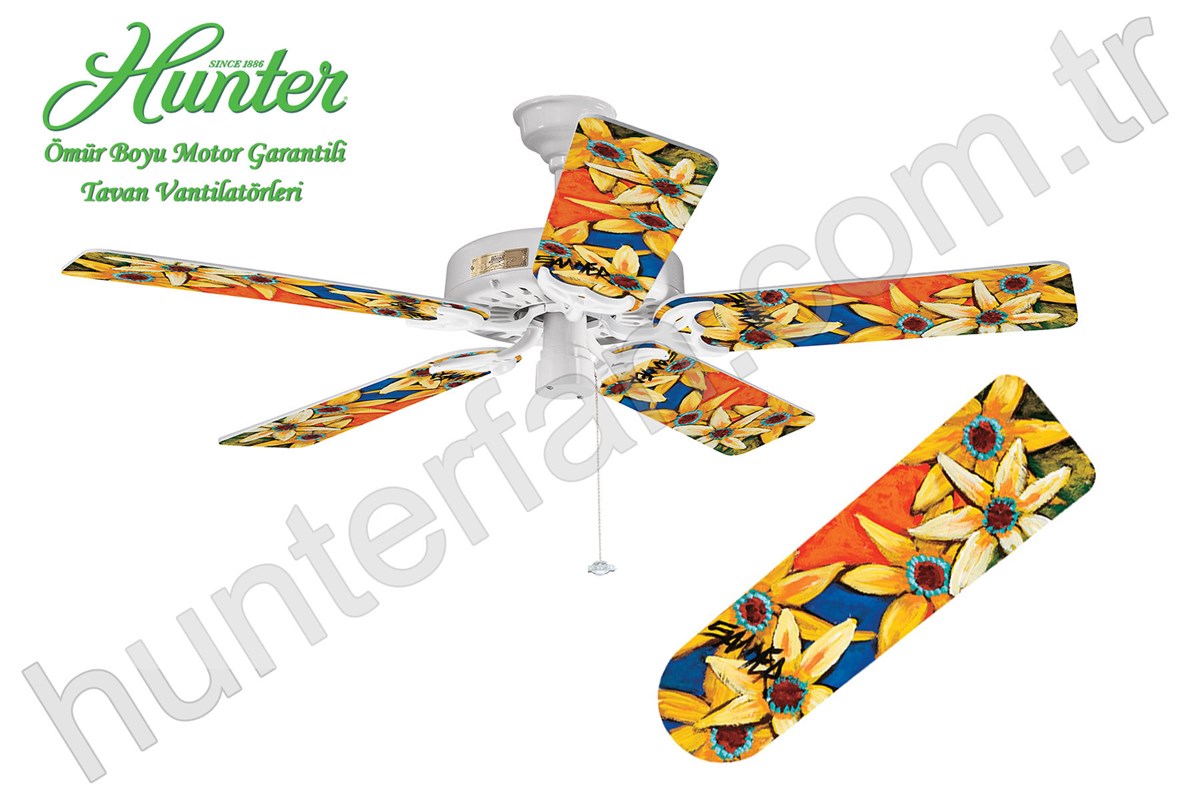 Original Modelleri İçin Gün Çiçeği Desenli KanatlarHunterFan