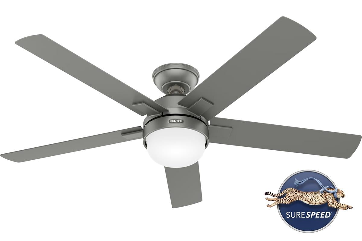 Zeal Mat Gümüş 132 Cm. Aydınlatmalı Tavan VantilatörüHunterFan