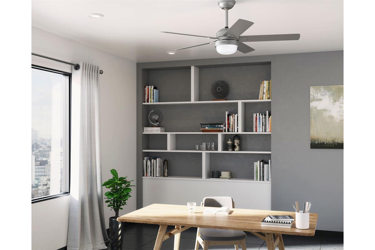 Zeal Mat Gümüş 132 Cm. Aydınlatmalı Tavan VantilatörüHunterFan