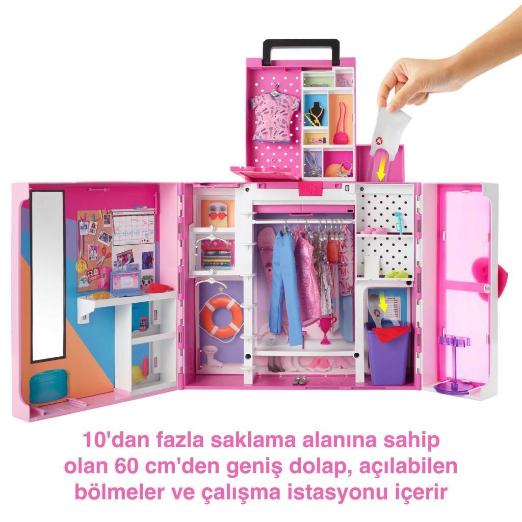 barbieBarbie Yeni Rüya Dolabı Oyun Seti HGX57 Sarışın Barbie, 15'ten fazla saklama alanı, ayna, çamaşır sepeti, 30'dan fazla kıyafet ve aksesuarlarıyla, 3 yaş ve üzeri