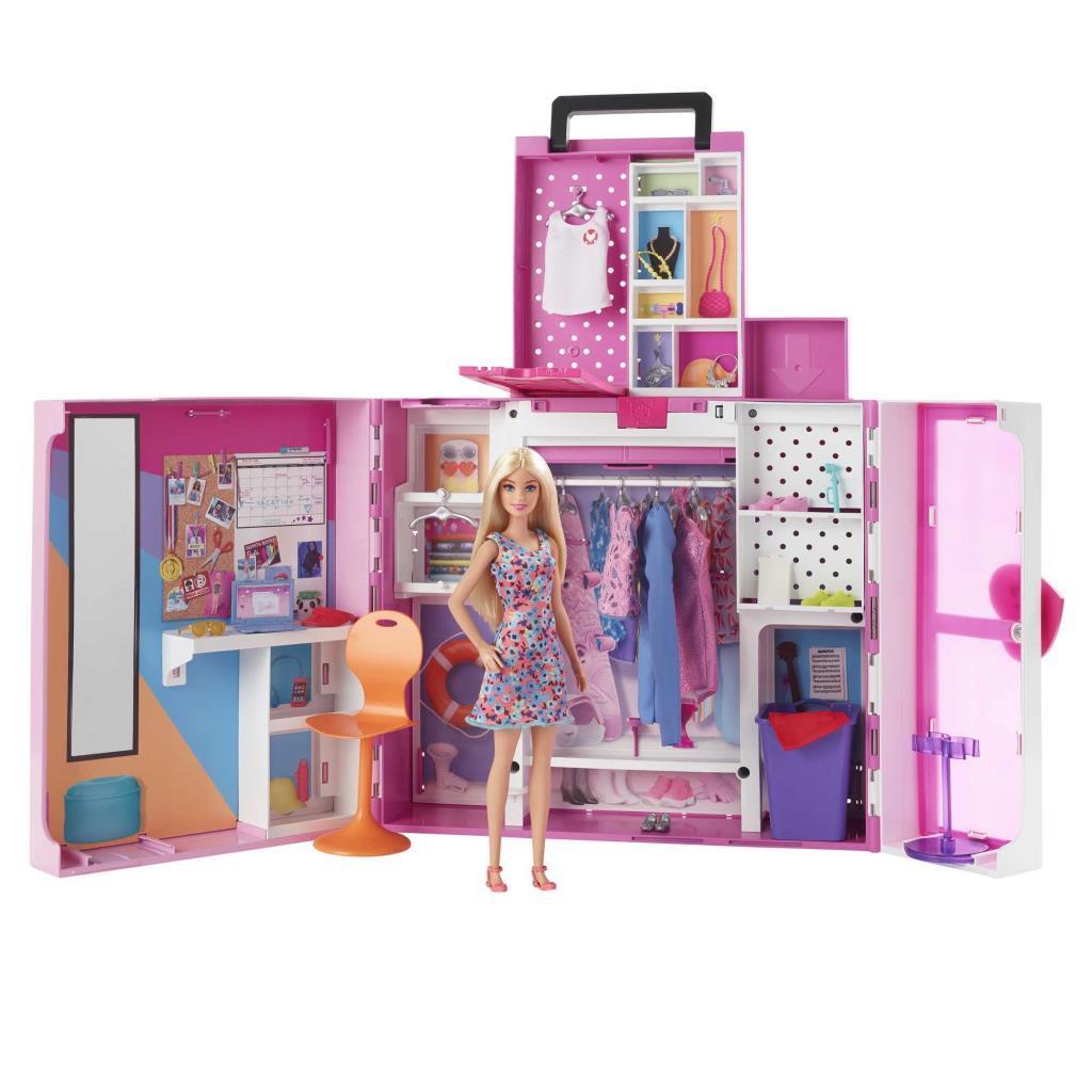 barbieBarbie Yeni Rüya Dolabı Oyun Seti HGX57 Sarışın Barbie, 15'ten fazla saklama alanı, ayna, çamaşır sepeti, 30'dan fazla kıyafet ve aksesuarlarıyla, 3 yaş ve üzeri