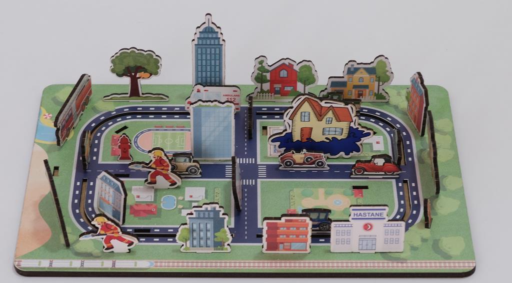 Moon BeaversMoon Beavers Benim Şehrim Ahşap Puzzle 83043,Maket Şeklinde Eğitici Puzzle