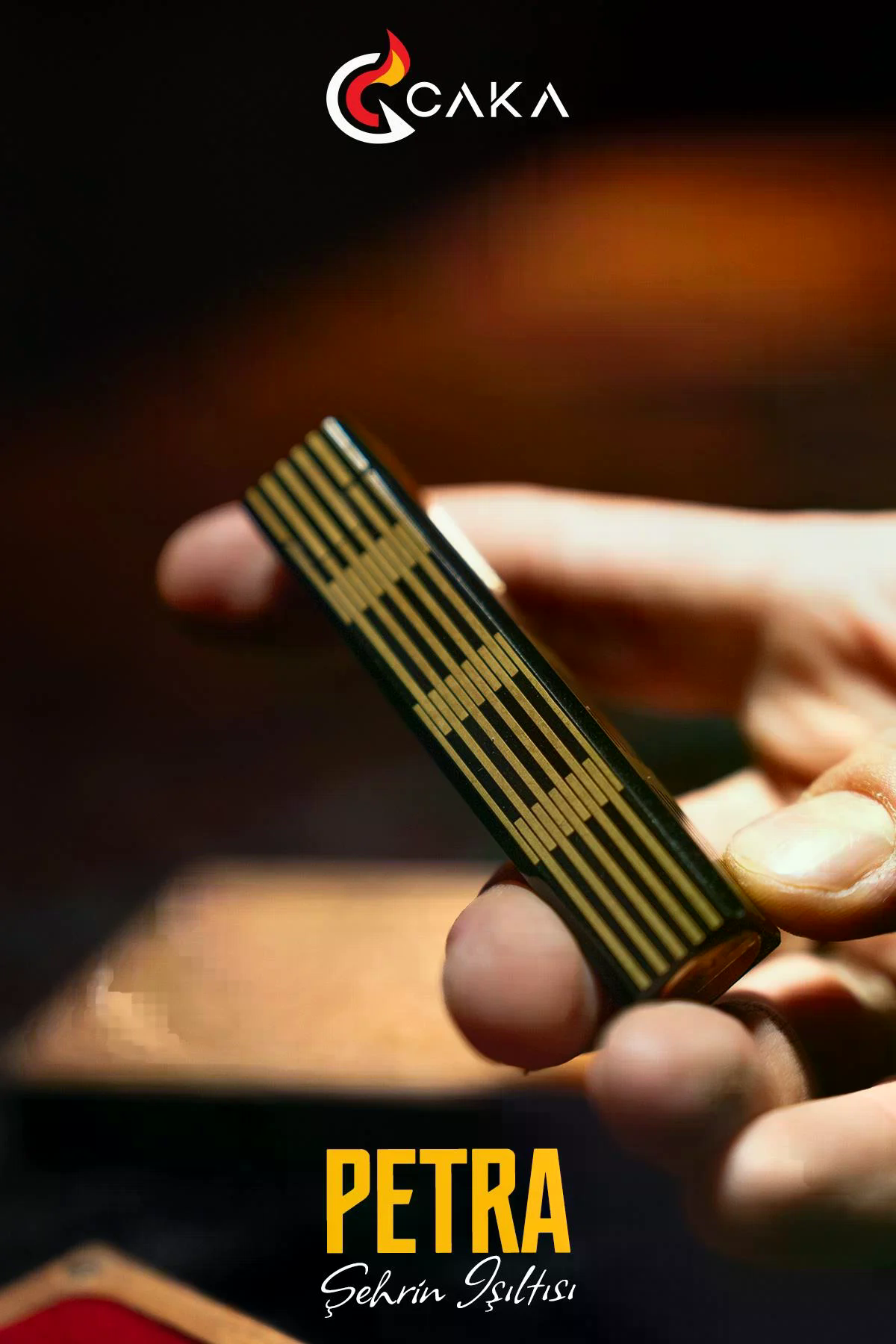 CKL-056,Caka Lighter Petra Black Gold Benzinli Çakmak