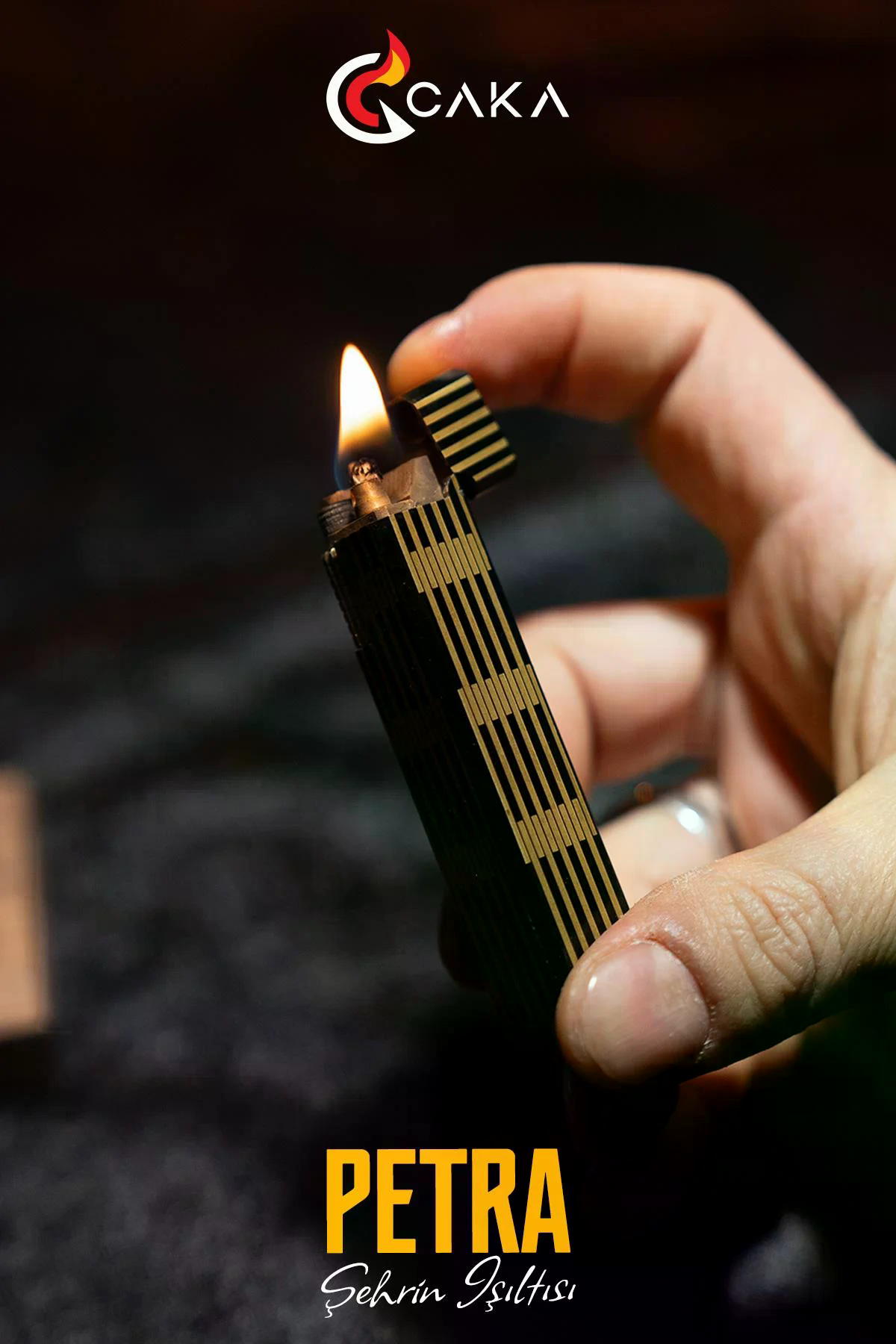 CKL-056,Caka Lighter Petra Black Gold Benzinli Çakmak
