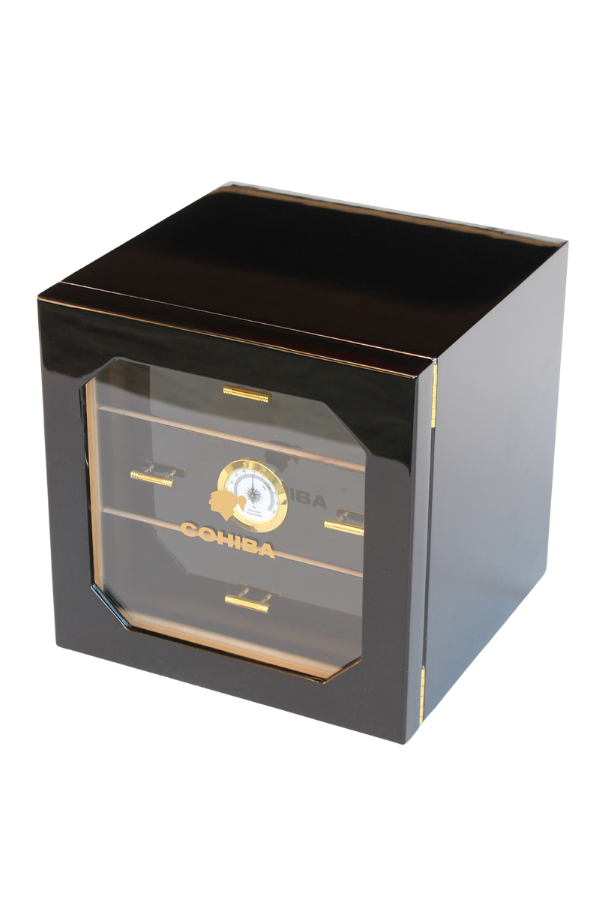TR6712,Cohiba 3 Çekmeceli Sedir Humidor Puro Kutusu Siyah
