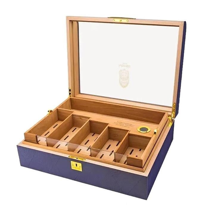 LB-001,Lubinski Gastro Camlı Humidor Puro Kutusu Mor Lake 200s