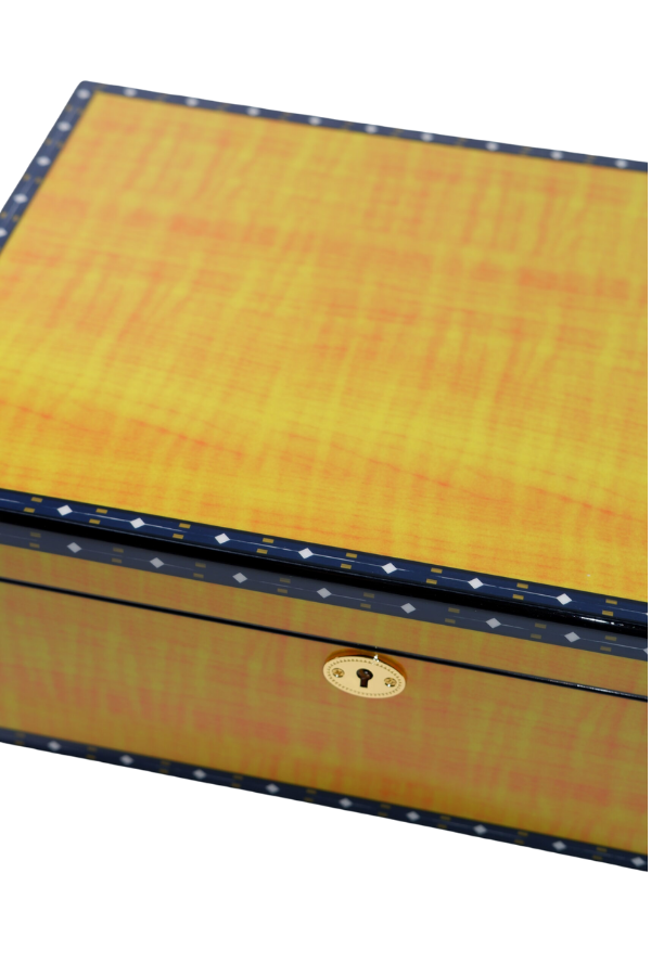 TR8787,PremiumQuality Flamengo Sarı Desenli Sedir Humidor Puro Kutusu