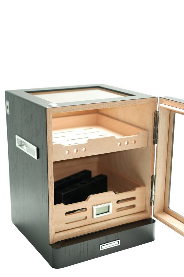 TR9650,PremiumQuality Sucre Aksesuar Çekmeceli İçi Ledli Kahverengi Sedir Humidor Puro Kutusu