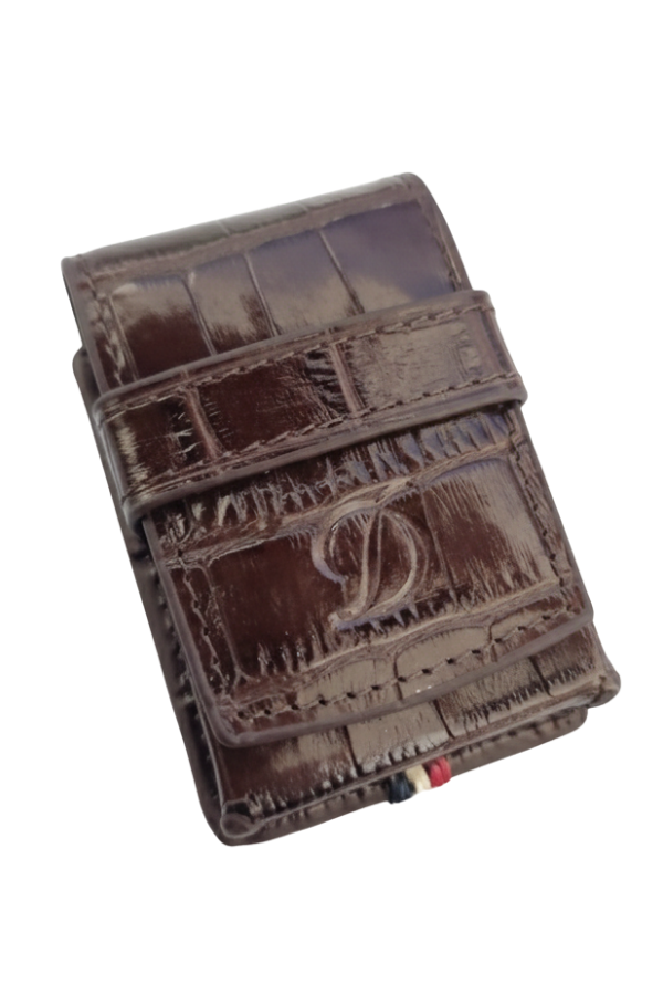 TR9198,S.T. Dupont Crocodile Kahverengi Deri Ligne 2 Çakmak Kılıfı
