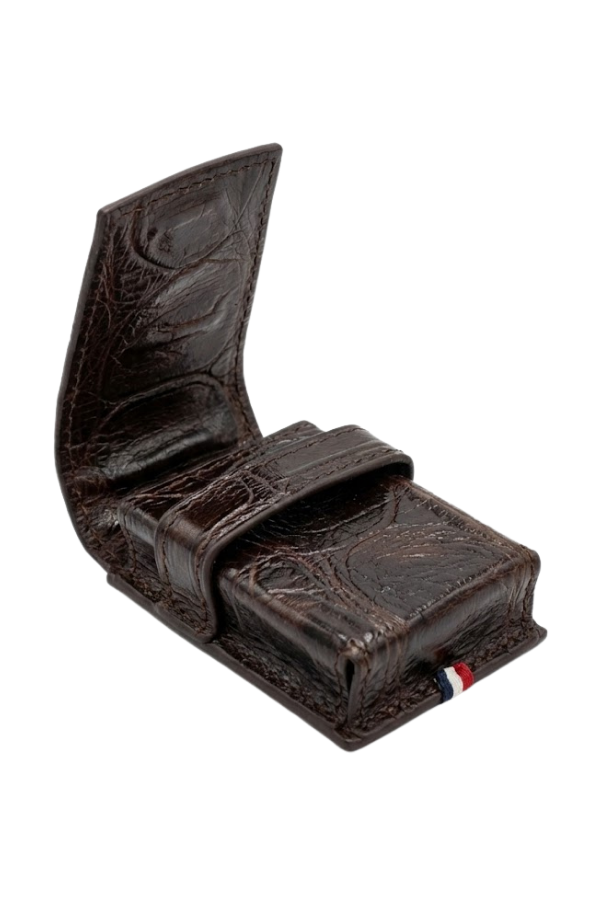 TR9162,S.T. Dupont Crocodile Deri Kahverengi Le Grand Çakmak Kılıfı
