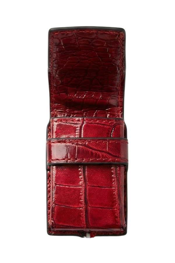 TR9168,S.T. Dupont Crocodile Deri Kırmızı Ligne 2 Çakmak Kılıfı