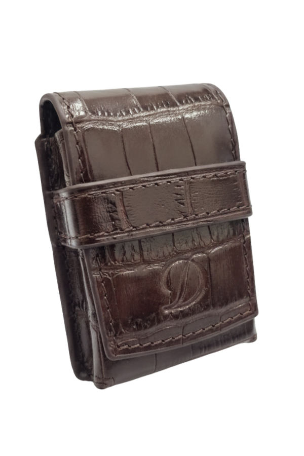 TR9198,S.T. Dupont Crocodile Kahverengi Deri Ligne 2 Çakmak Kılıfı