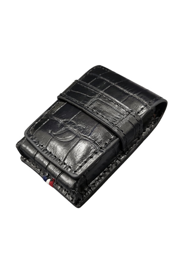 TR9199,S.T. Dupont Crocodile Siyah Deri Ligne 2 Çakmak Kılıfı