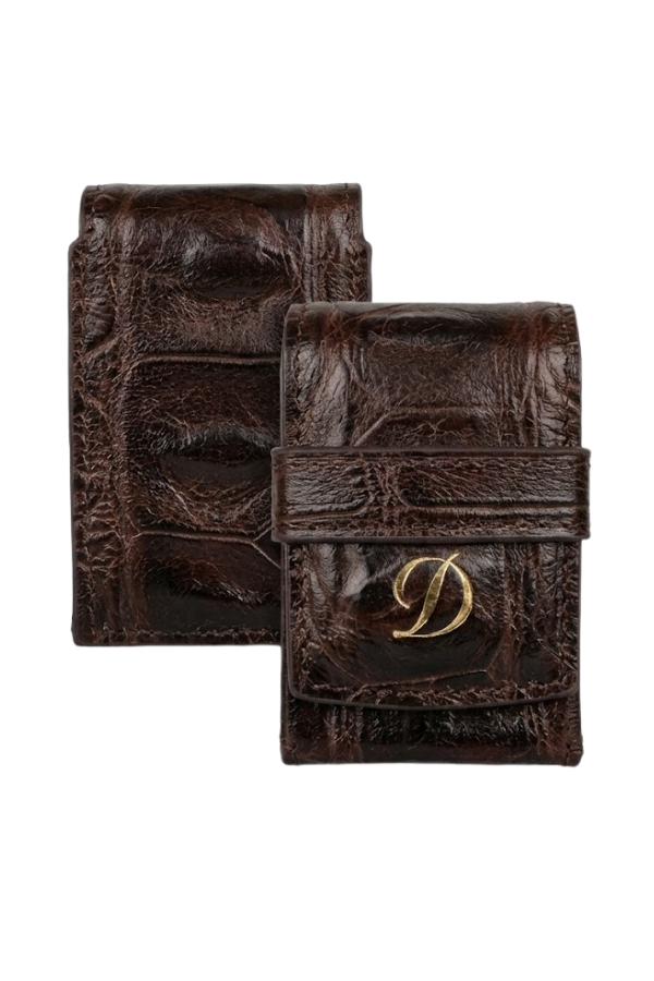 TR9162,S.T. Dupont Crocodile Deri Kahverengi Le Grand Çakmak Kılıfı