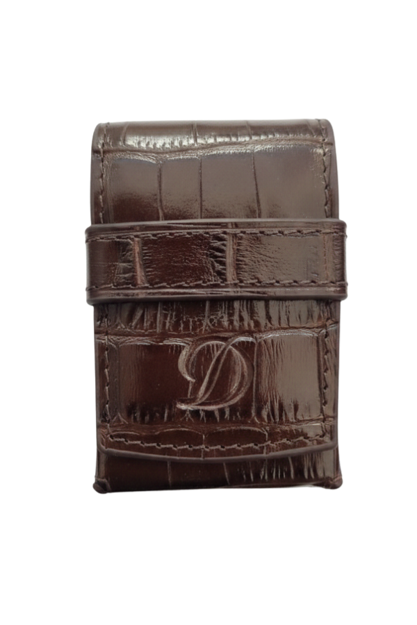 TR9217,S.T. Dupont Crocodile Kahverengi Deri Le Grand Çakmak Kılıfı