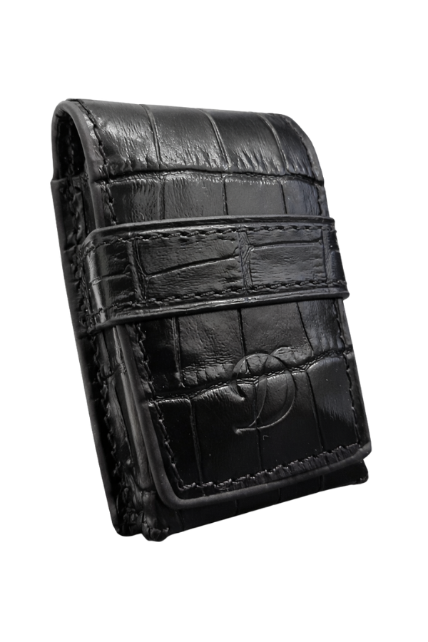 TR9199,S.T. Dupont Crocodile Siyah Deri Ligne 2 Çakmak Kılıfı