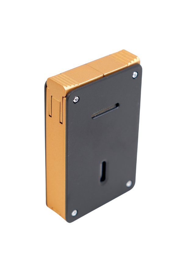 TR9460,Caseti Çift Torch Pürmüz & Tek Torch Mum Alev Delicili Siyah Gold Metal Puro Çakmağı