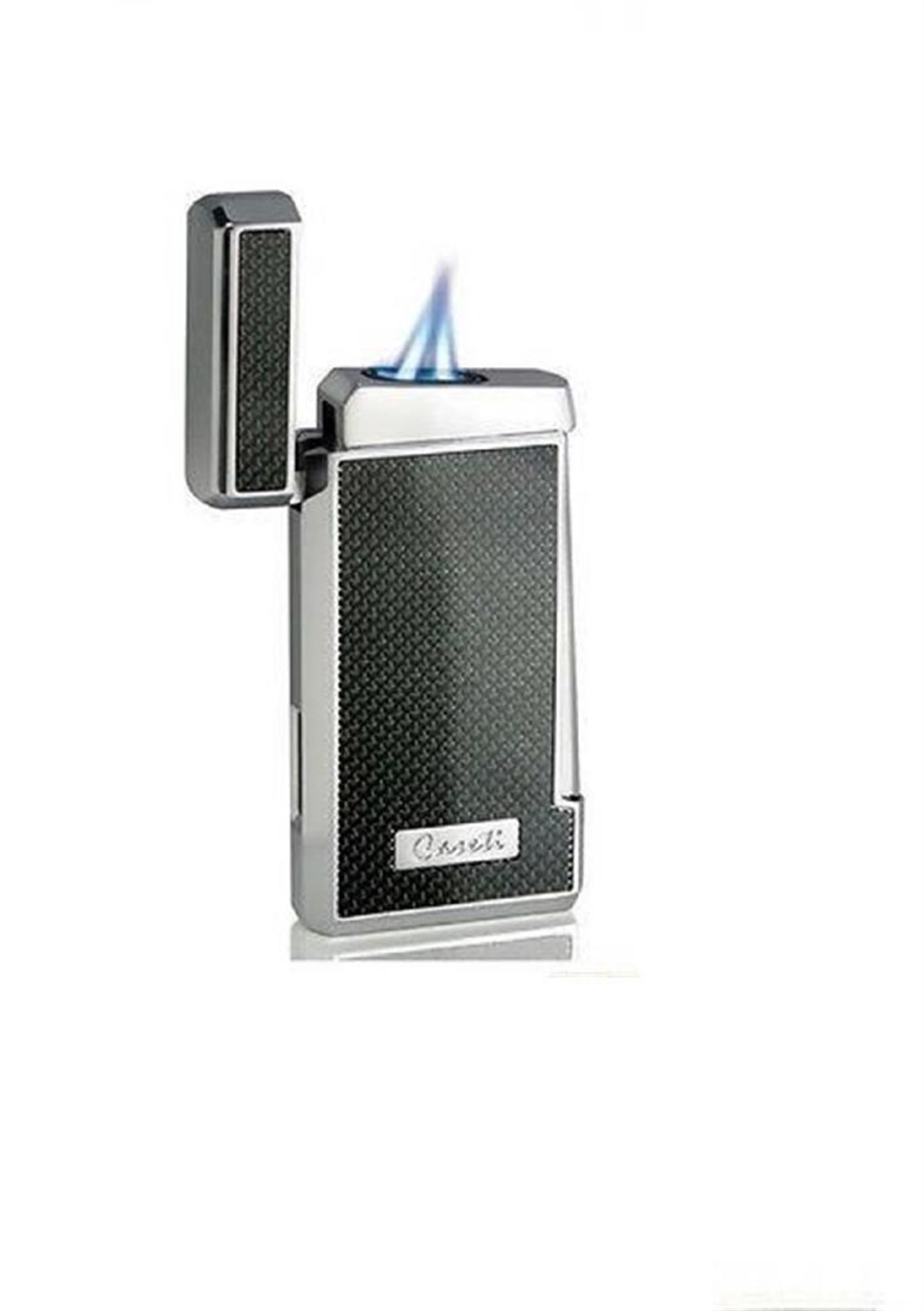 TR1918,Caseti İki Torch Siyah-Gümüş Puro Çakmak CA0437004