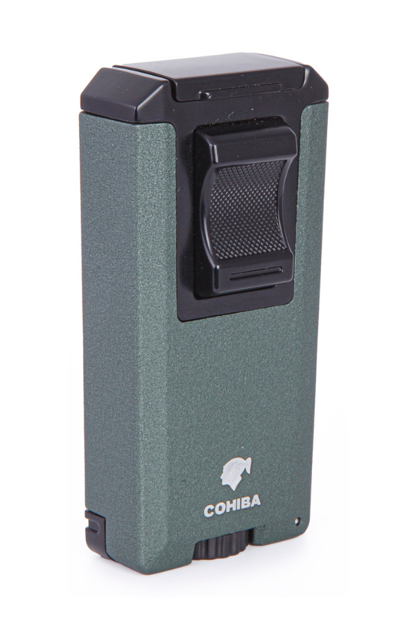 TR7872,Cohiba Çift Torch Pürmüz Yeşil-Siyah Metal Puro Çakmağı