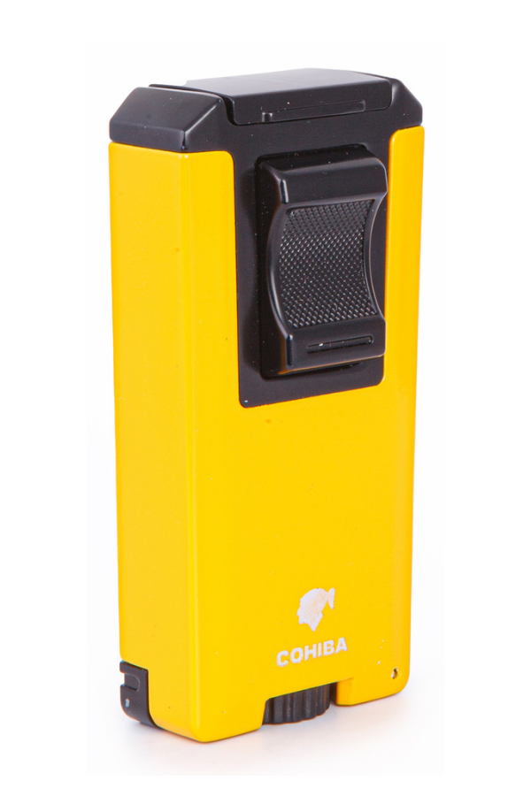 TR7870,Cohiba Çift Torch Pürmüz Sarı-Siyah Metal Puro Çakmağı