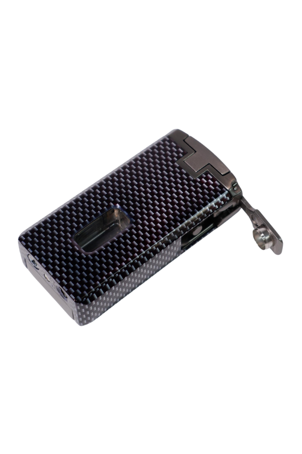 TR9045,Cohiba Çift Torch Pürmüz Siyah Karbon Desenli Puro Çakmağı