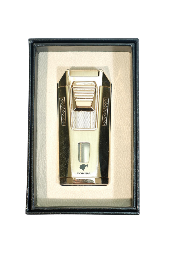 TR9488,Cohiba Çift Torch Pürmüz Delicili Gold Metal Puro Çakmağı