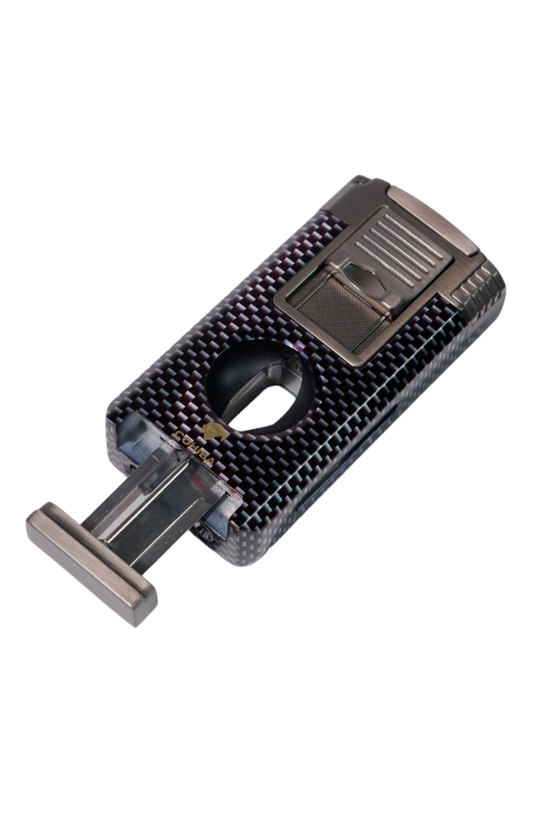TR9045,Cohiba Çift Torch Pürmüz Siyah Karbon Desenli Puro Çakmağı