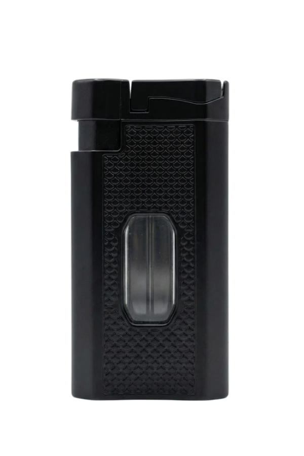 TR9174,Cohiba Çift Torch Pürmüz Dahili Kesicili Siyah Metal Puro Çakmağı