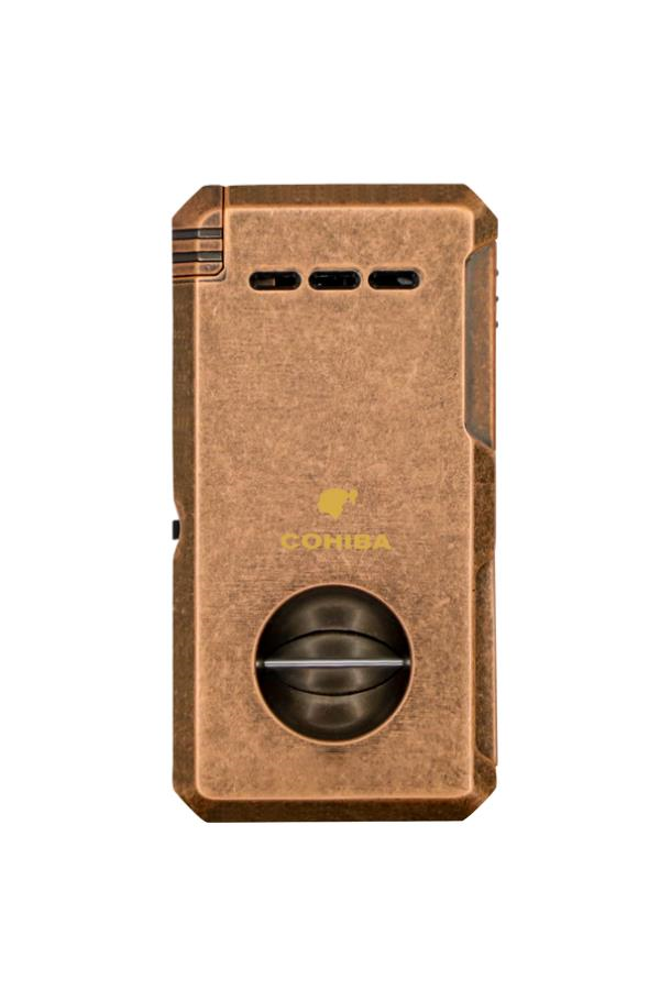 TR7271,Cohiba Çift Torch Dahili Açıcı & V Kesici Bronz Metal Puro Çakmağı